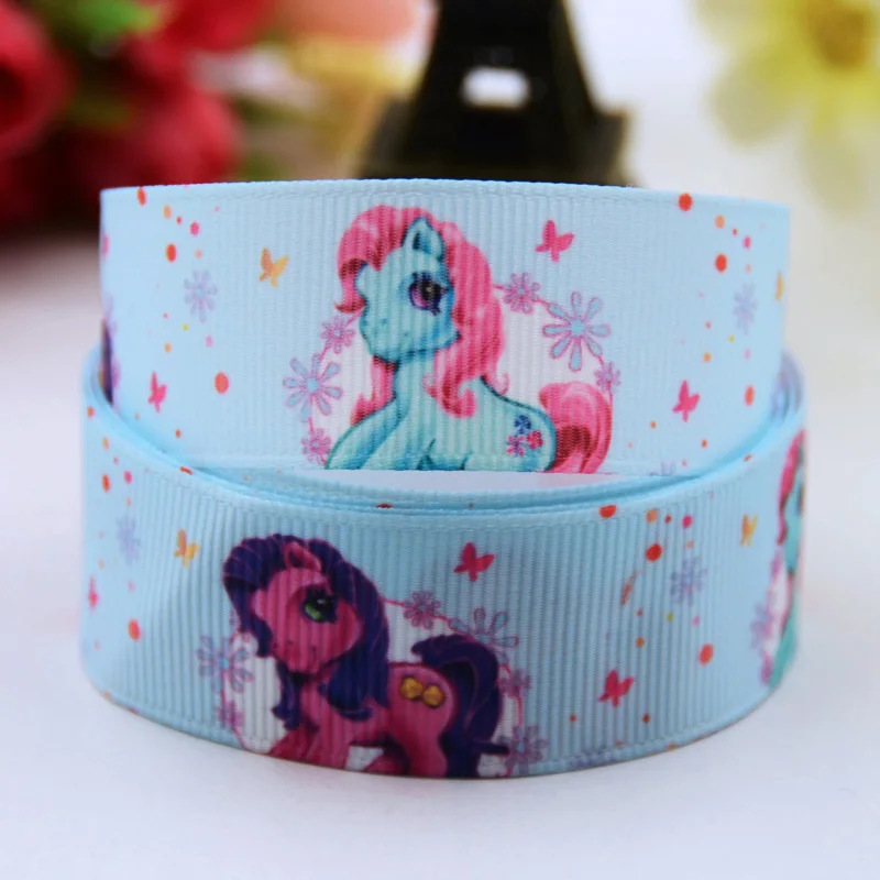 7/"(22 мм) Ruban My Little Pony вечерние атласные ленты с принтом героев мультфильмов, 10 ярдов - Цвет: X 00623
