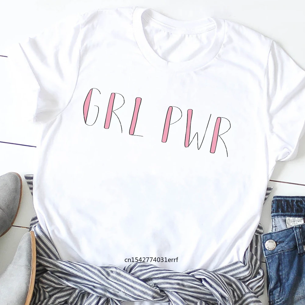 

Summer Print Clothes Fashion Girl Power Letters Cute Print T-Shirt 2021 New Fashion Graphic Tee Shirt
