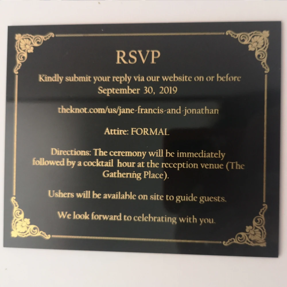 Женская Черная Акриловая Карта карта приема акриловой карты Золотые Зеркальные