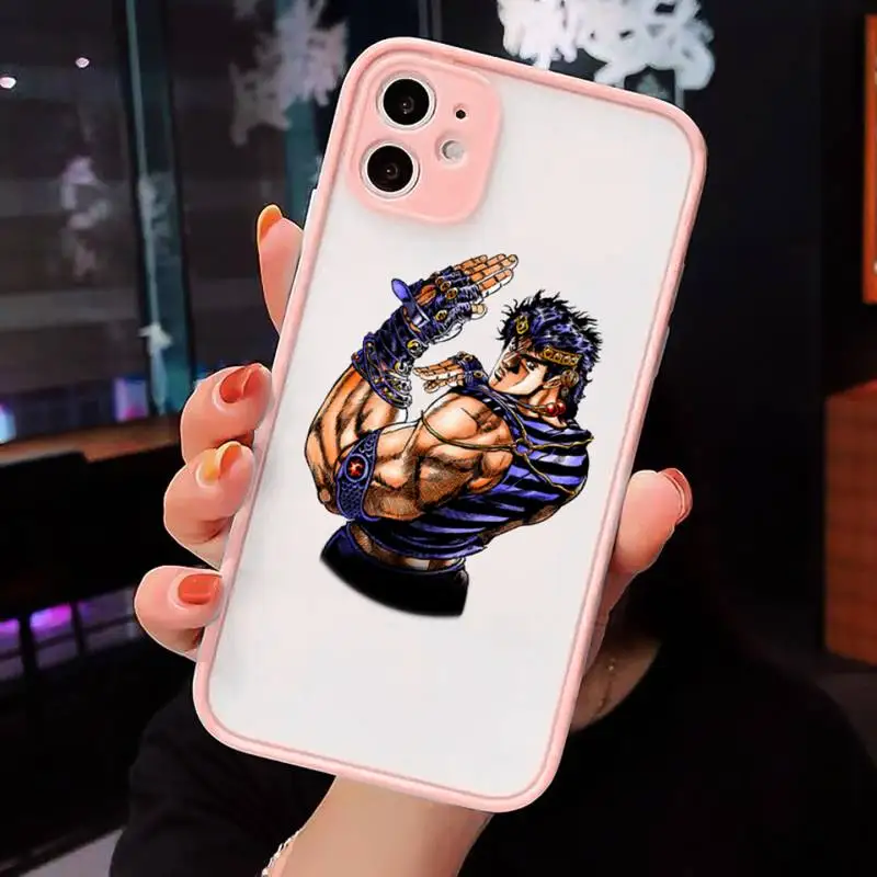

JoJo's Bizarre Adventure JoJo Anime Phone Case For iPhone 12 11 Mini Pro XR XS Max 7 8 Plus X Matte transparent Pink Back Cover