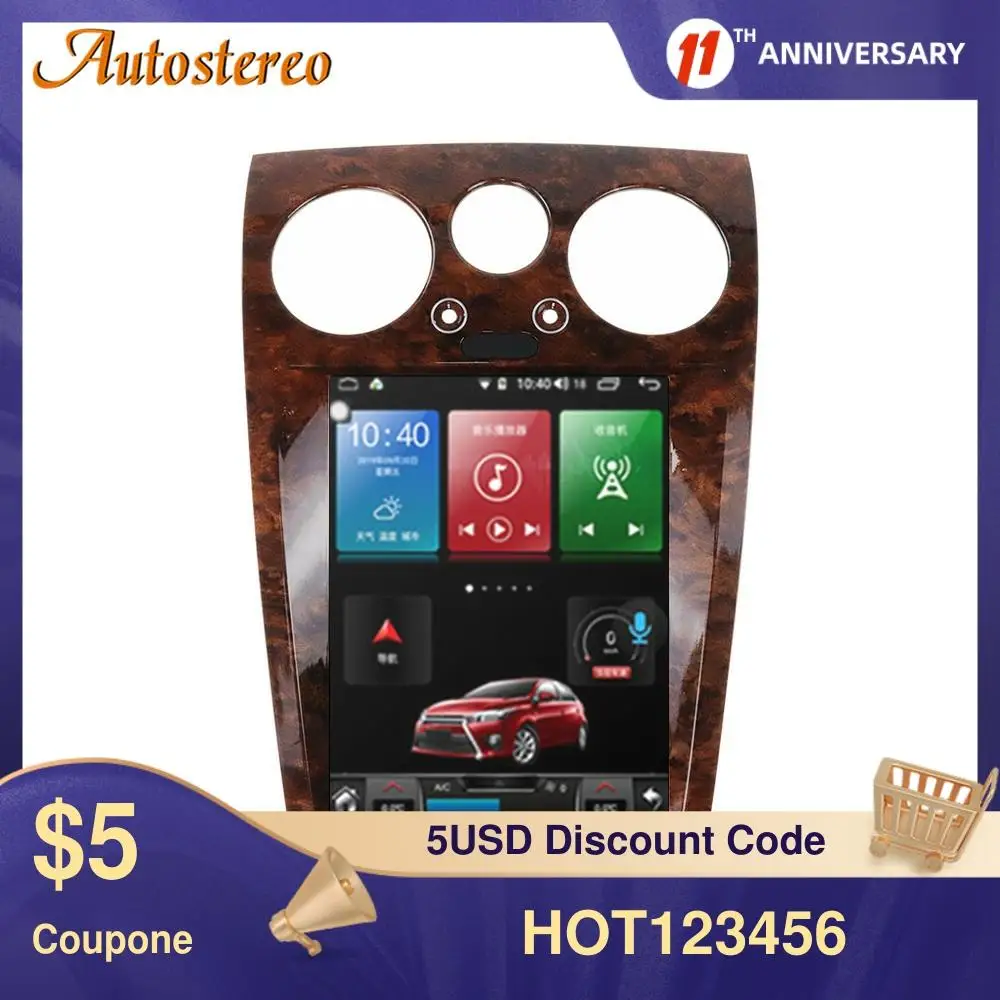 Tesla стиль Android 9 0 PX6 Автомобильный GPS навигатор для Bentley превышение скорости SuperSport