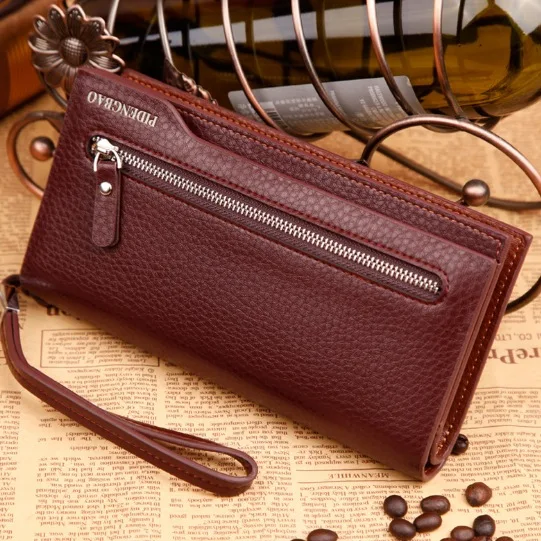 PIDENGBAO, мужские кошельки, кошелек, мужские кошельки, кожаный кошелек, carteras carteira masculine walet, клатч, portefeuille homme monedero - Цвет: Бургундия