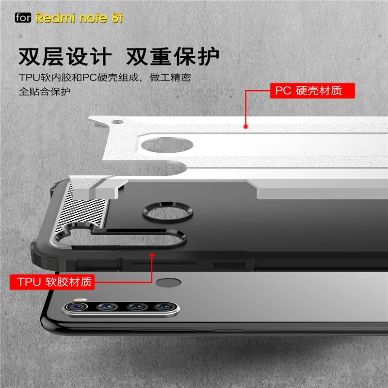 For Xiaomi Redmi Note 8T Case PC + TPU Silicone Armor Anti-knock Phone 6.3&quot |