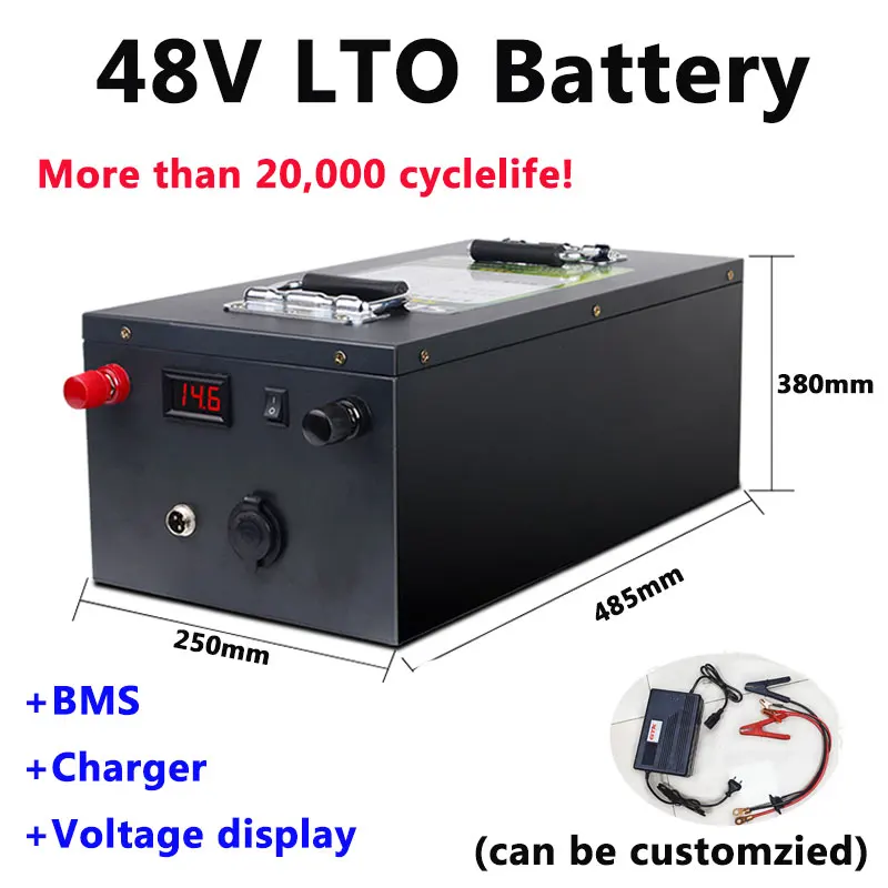 Быстрая зарядка 48V 80Ah 100Ah LTO перезаряжаемая литиевая батарея для 7000 Вт RV EV жилого автофургона солнечной энергии+ 10A Зарядное устройство