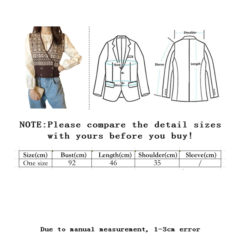 

Zoulv Women 2021 Spring Autumn V-Neck Short Knitted Wool Sleeveless Casual Vintage Female Sweater Vest Printing Pullover Vest
