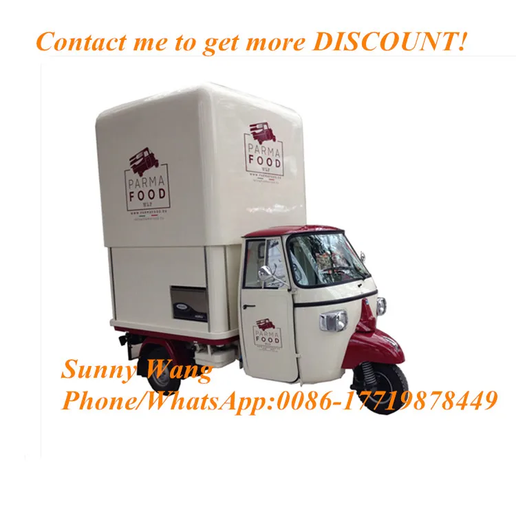 Трехколесный пищевой тележки уличный мобильный фургон для еды грузовик бензин