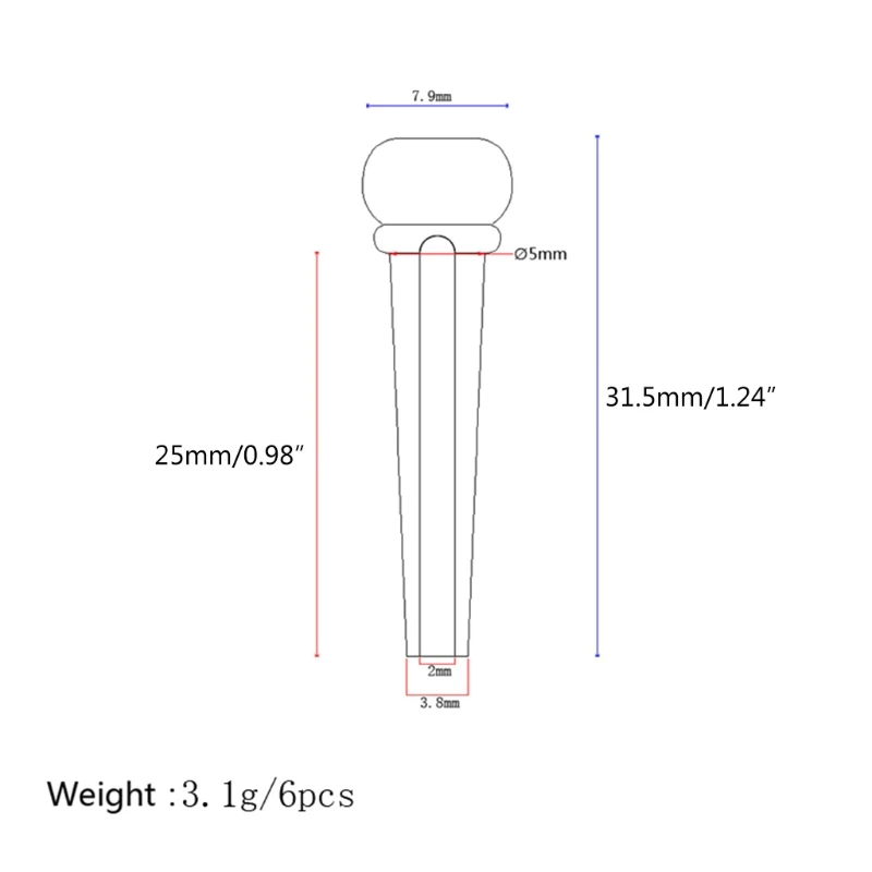 

Unbleached Acoustic Guitar Bridge Pins 6pcs Guitar Bone Bridge Pins Replacement Parts With Abalone Dot