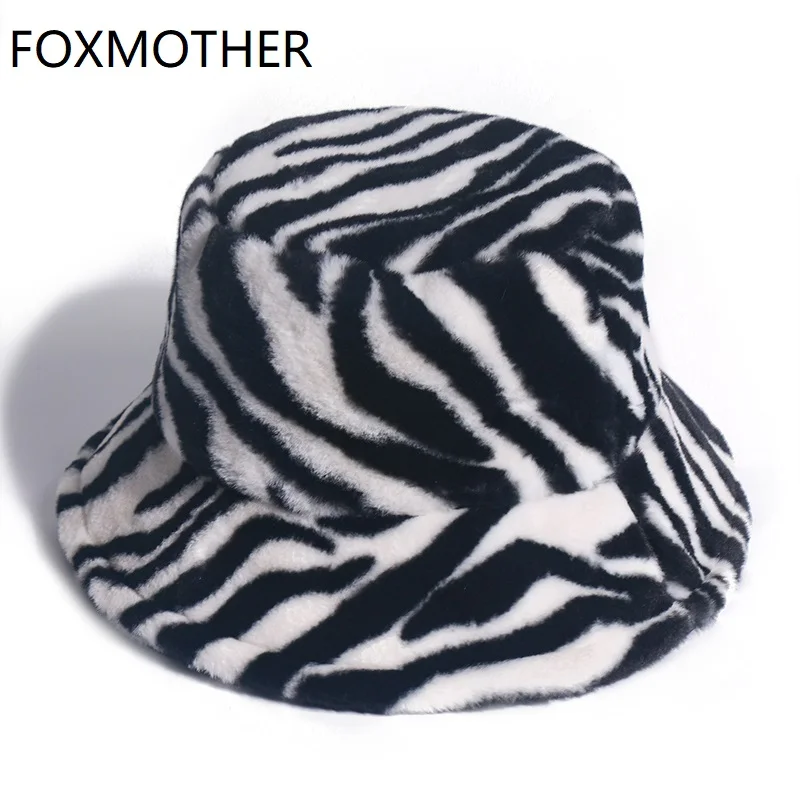 Новинка, мягкая теплая рыболовная Кепка FOXMOTHER, черные, белые полосатые Панамы с зеброй, зимние женские Панамы