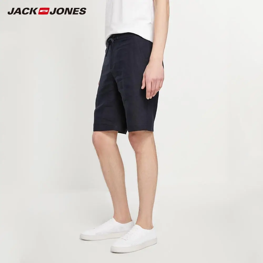 Мужские повседневные дышащие льняные шорты JackJones чистого цвета | 219215528 Мужская