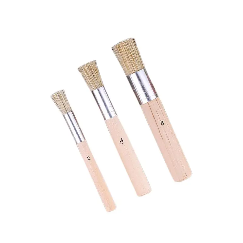 

Wooden Stencil Brush Set 3Pcs Natural Bristle Template Paint Brushes K3KE