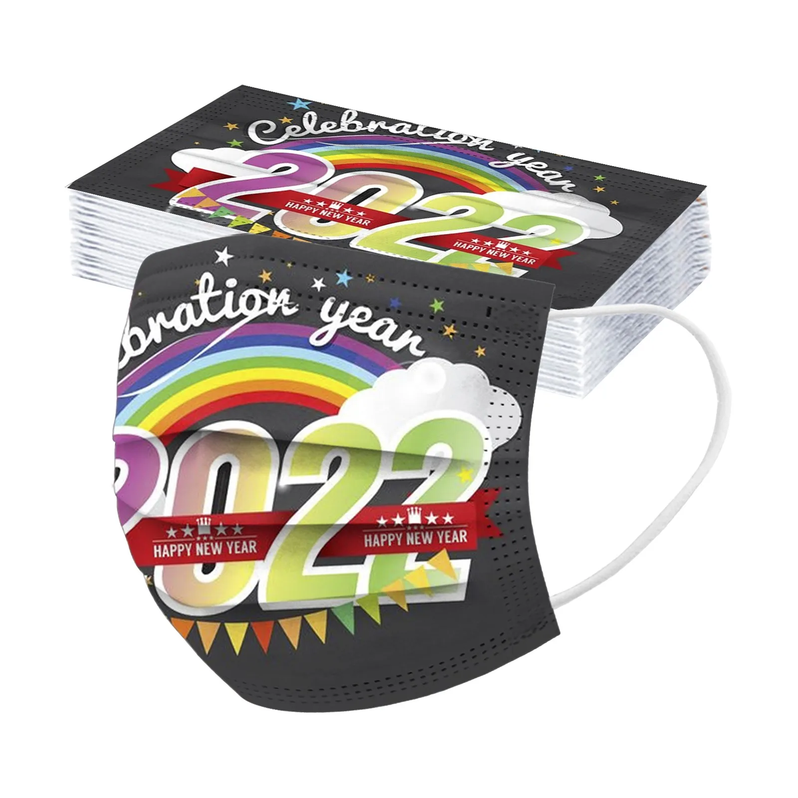 10 шт. одноразовые рождественские маски унисекс с принтом для взрослых 3-слойные