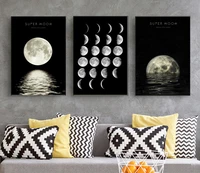 eclipse of the moon canvas poster minimalist art painting universe wall picture long banner print living room bedroom decoration