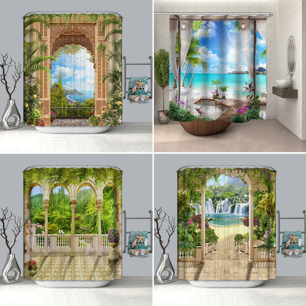 

Landscape Print Polyester Waterproof Bathroom Shower Curtains Decoration for Home YE-Hot