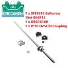 Высокоточный шариковый винт с ЧПУ SFE1616 шариковый винт 300 мм 500 600 800 1000 мм 1500 мм 2500 мм гайка Корпус и BK12 BF12 + 8*10 муфта