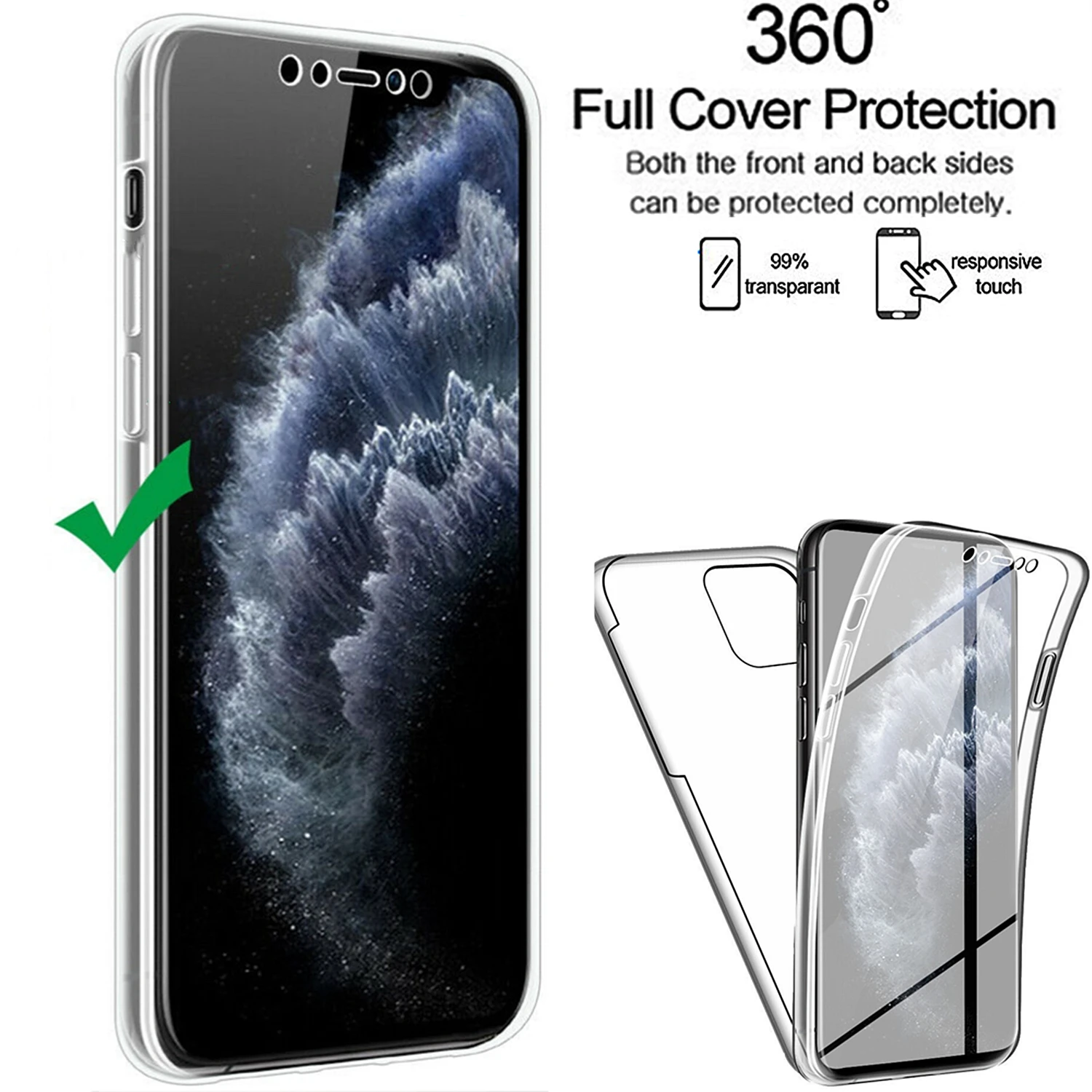 Чехол для телефона с полным покрытием 360 градусов iPhone 1312 Mini 11 Pro Max Xr X Xs 8 7 6 6s Plus SE 2020