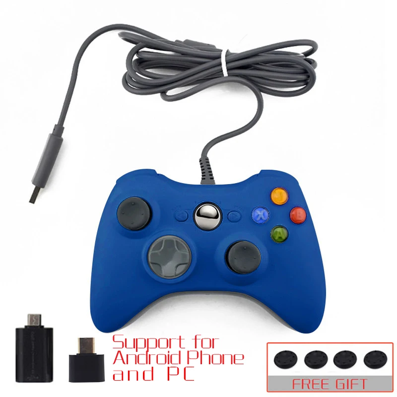 blue-support phone Данных лягушка USB проводной геймпад для Xbox 360/тонкий контроллер для Windows 7/8/10 microsoft ПК контроллер Поддержка для паровой игра - Цвет: blue-support phone