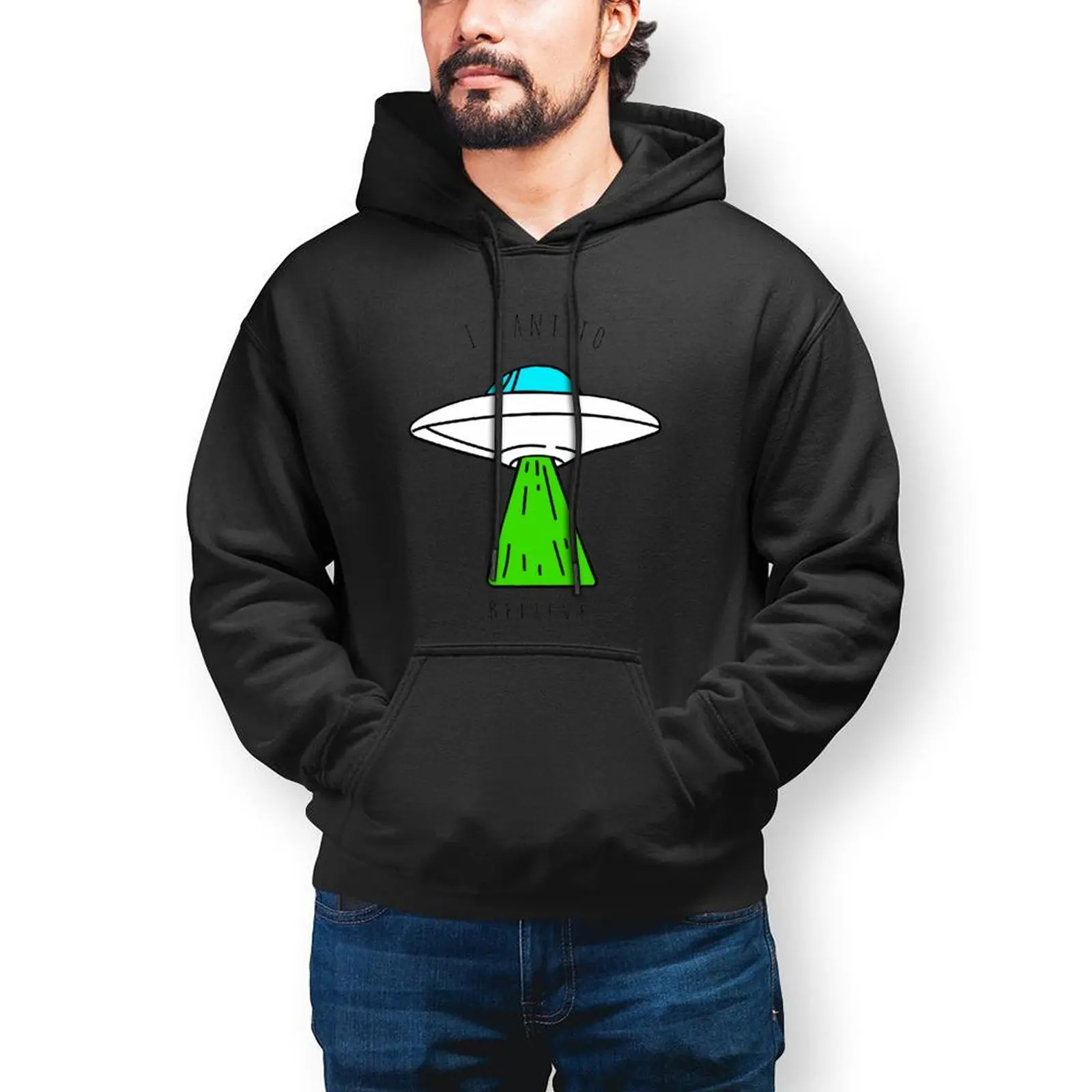 

I Want To Believe Hoodie Loose Warm Hoodies Fashion Long Sleeve Cotton Pullover Hoodie Men XXXL