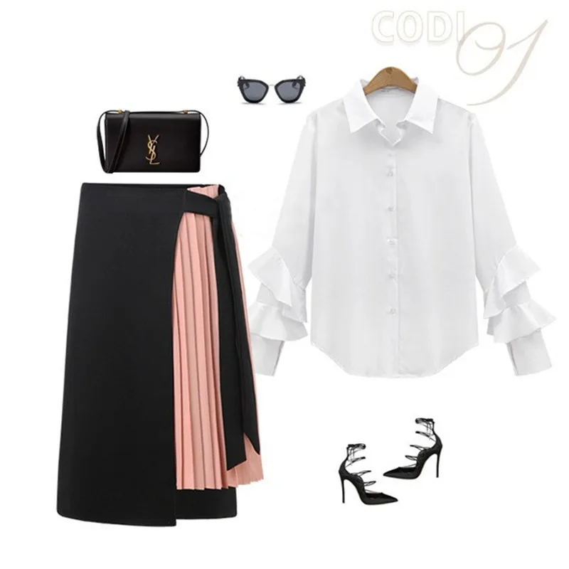 2019 новая юбка летняя Осенняя Женская Повседневная полиэфирная шифоновая