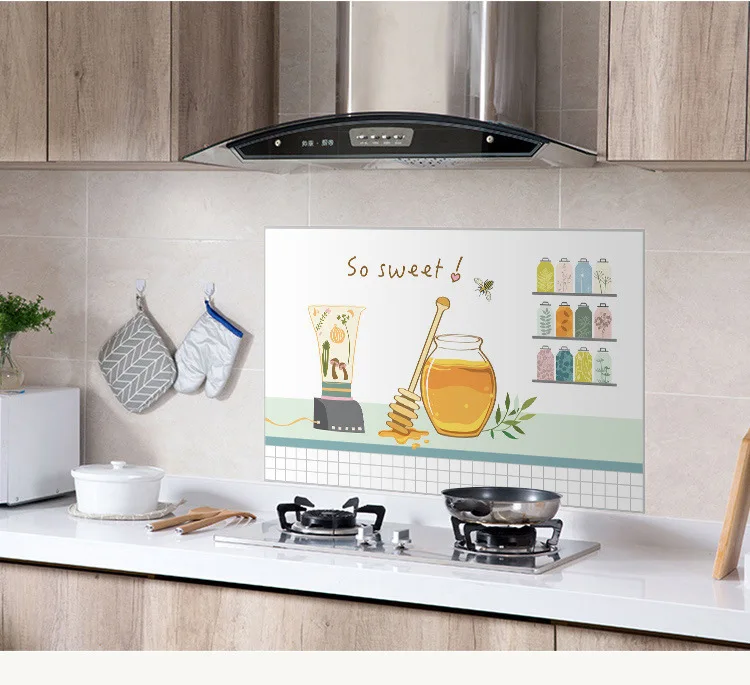 Kitchen clean up self-adhesive oil resistant adhesive paper high-temperature resistant stove anti-oilproof wall sticker tile
