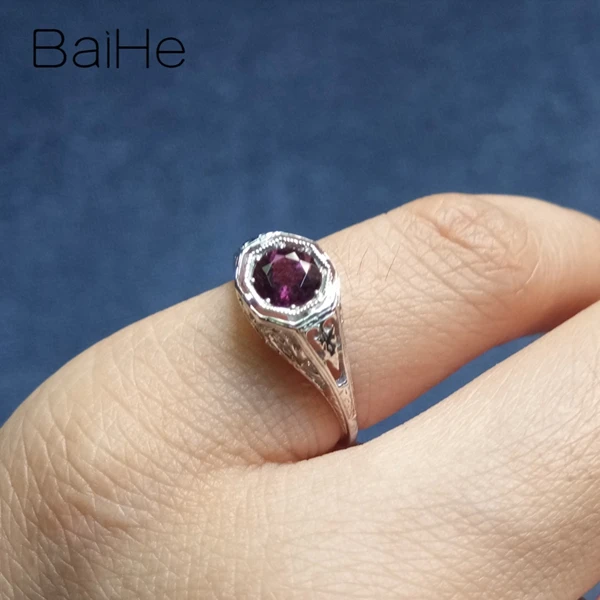 BAIHE Стерлинговое Серебро 925 0.4ct сертифицированное безупречное турмалиновое обручальное женское офисное/деловое модное кольцо, хорошее ювелирное изделие, подарочное кольцо