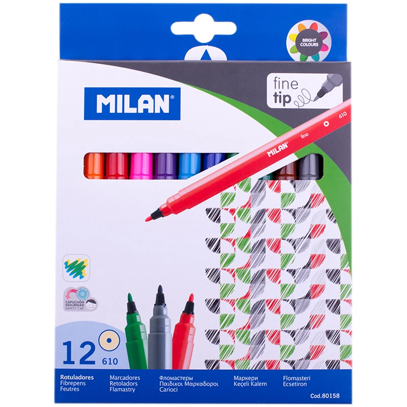 Фломастеры 12 цв картон/уп европодвес 208077|Набор канцтоваров| |