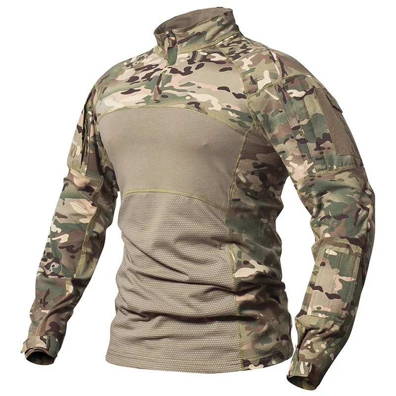 

Tactical Combat Shirt Men Cotton Military Uniform Camouflage T Shirt US Army Clothes Camo Long Sleeve Shirt
