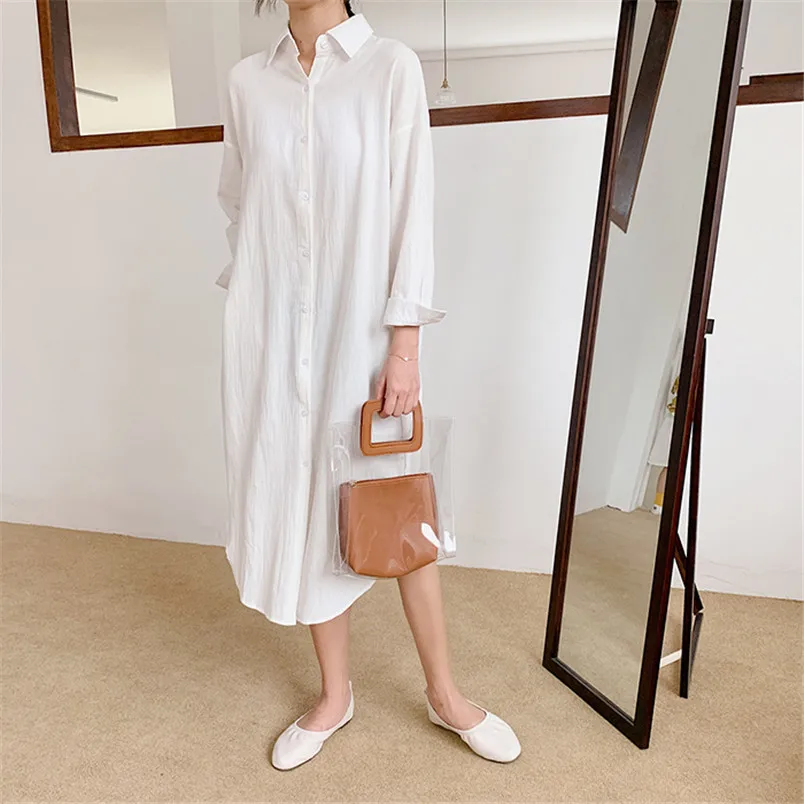 

Блузка женская хлопковая с длинным рукавом, шикарная офисная белая рубашка свободного покроя, топ, осень 2020