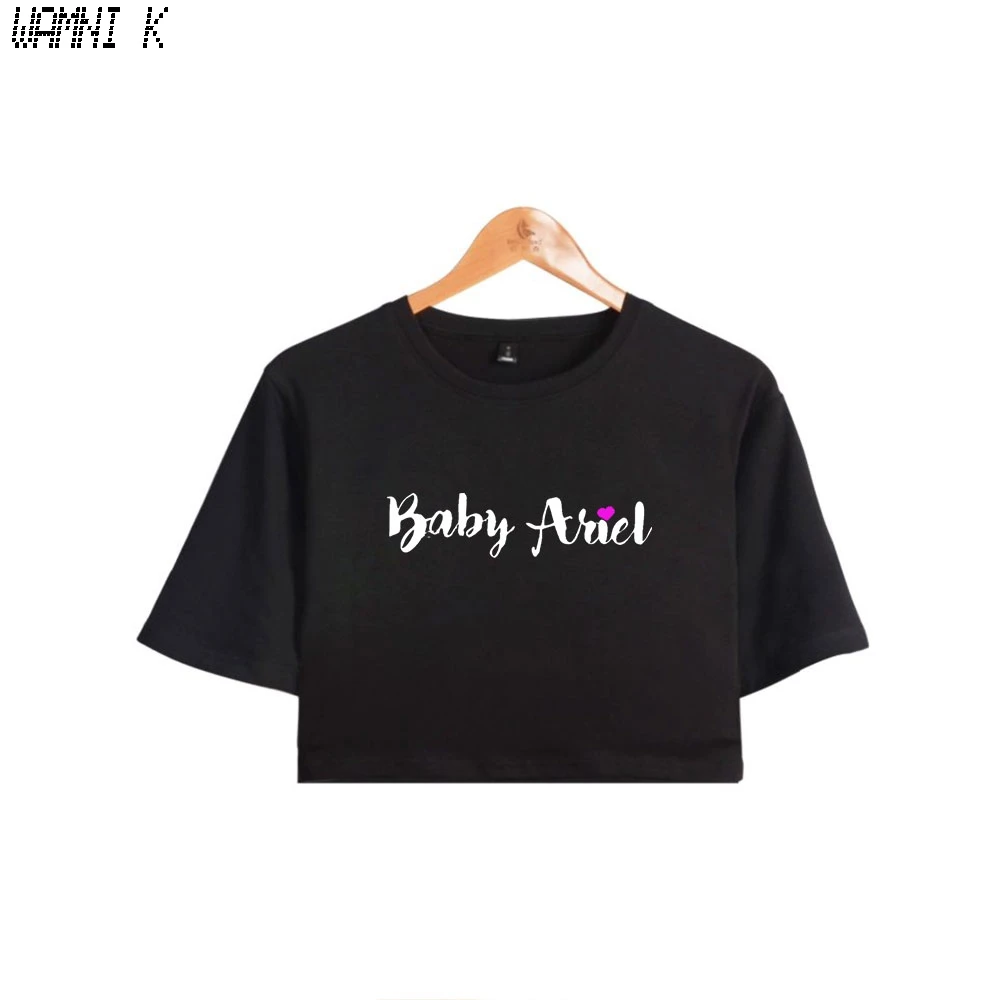 WAMNI Baby Ariel Merch укороченный топ с открытым пупком футболка оверсайз круглым вырезом