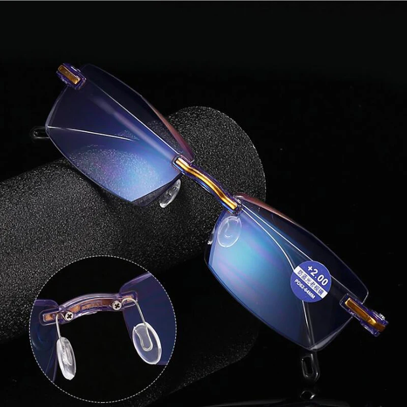 Высокое качество бифокальные анти синие очки для чтения портативные без оправы