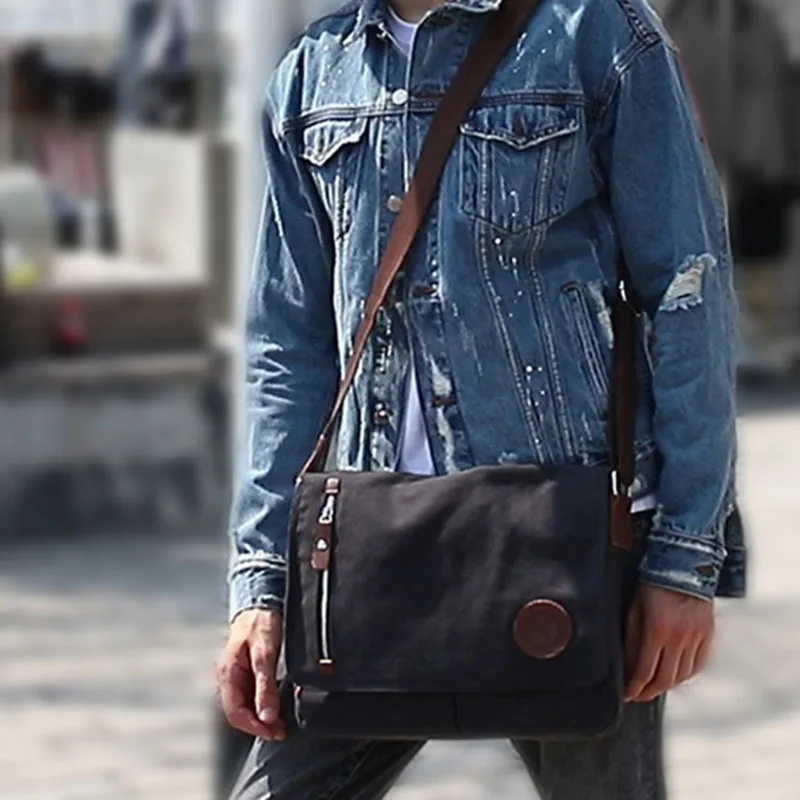 

Canvas Bag Men's Shoulder Bag Crossbody Bag Casual Retro Messenger Travel Bag