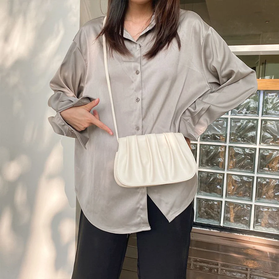 

2020 New Saddle bag female cloud bags Womens Shoulder Bags Pleated Quality Pu Leather Handbags Small Messenger Crossbody Bag Sac