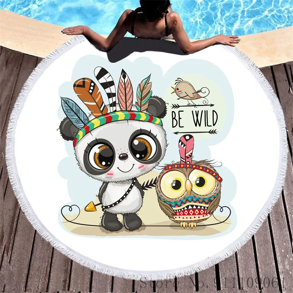 Мультфильм милый племени панда цифровая печать для взрослых и детей пляжные