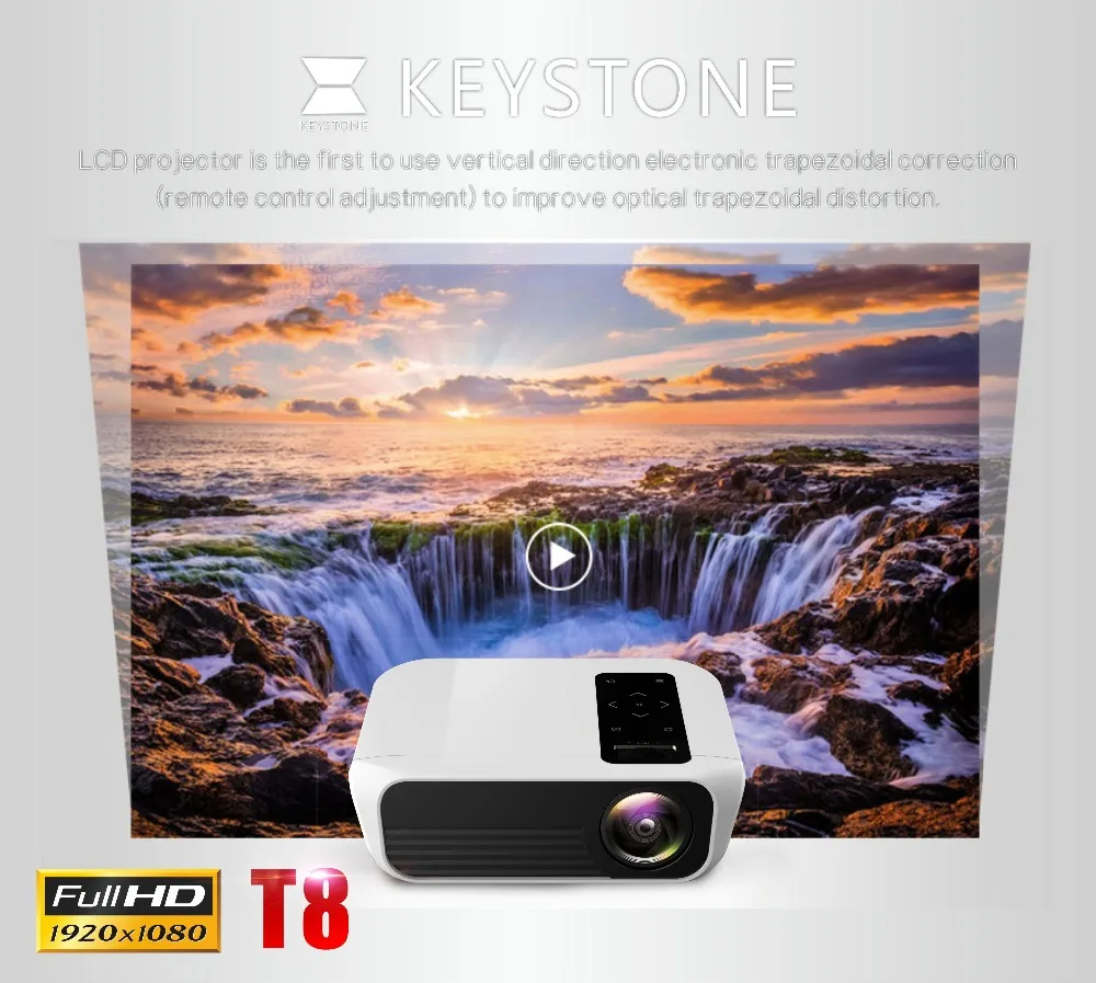 ByJoTeCH T8 светодиодный проектор 1920*1080 Full HD 1080P Android 7,1 4500 люменов Amlogic S905 2G 16G Proyector Beame домашний кинотеатр