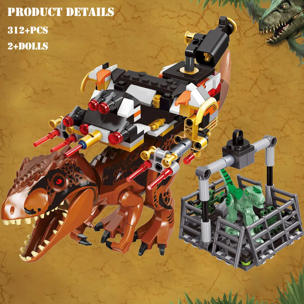 

BZDA Jurassic Dinosaur World Park Building Blocks Toys Escape Tyrannosaurus Truck Animal For Children Boy Birthday Gifts