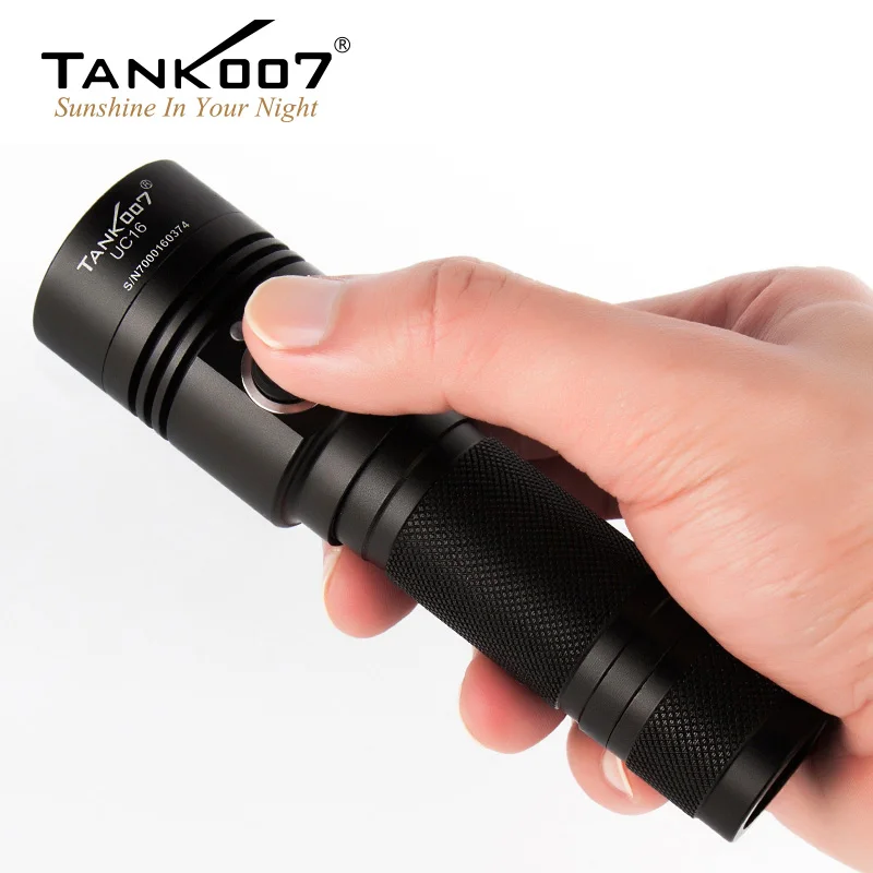 Kaufen 2019 High Power Tank007 UC16 USB Aufladbare Taschenlampe CREE T6 3 Modus LED Taschenlampe Mit USB Kabel Und 18650 Batterie