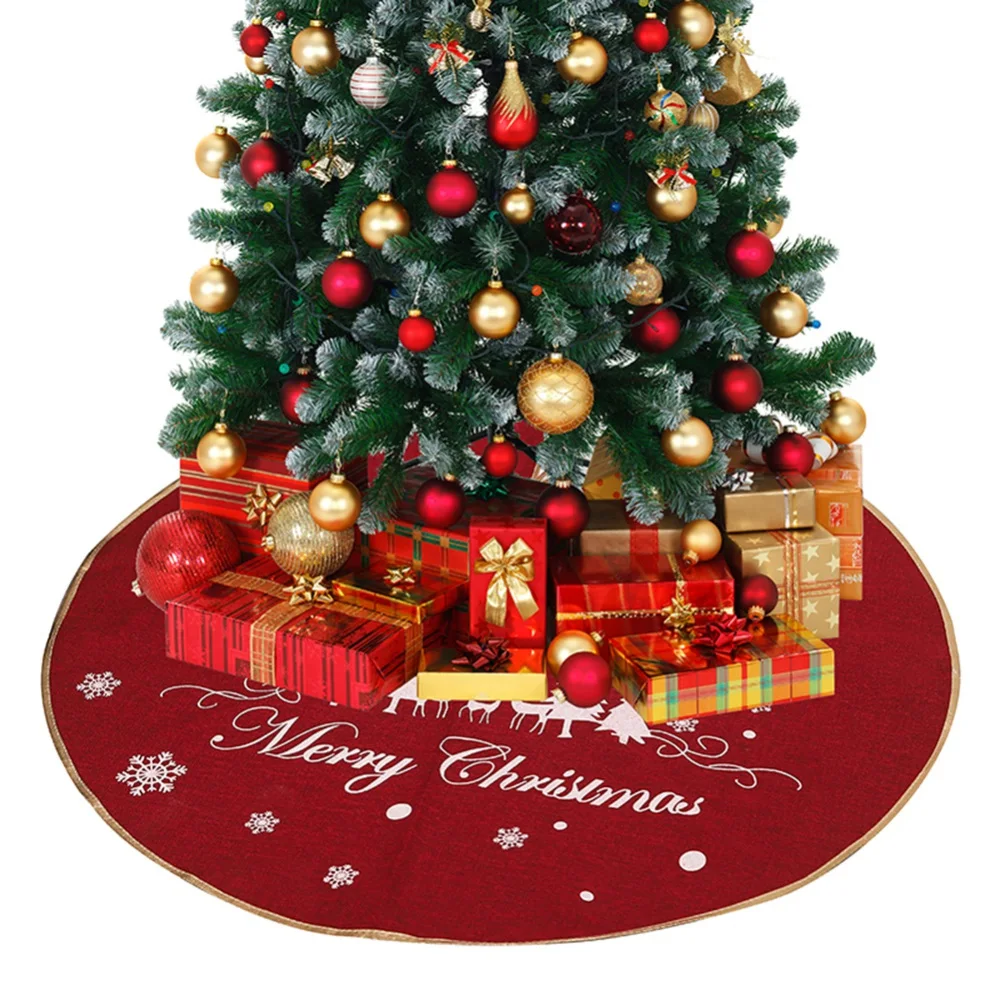 

Украшение для рождественской елки, юбка в виде снежинки, льняной напольный коврик с принтом на Рождество, украшения для свадьбы, дня рождени...