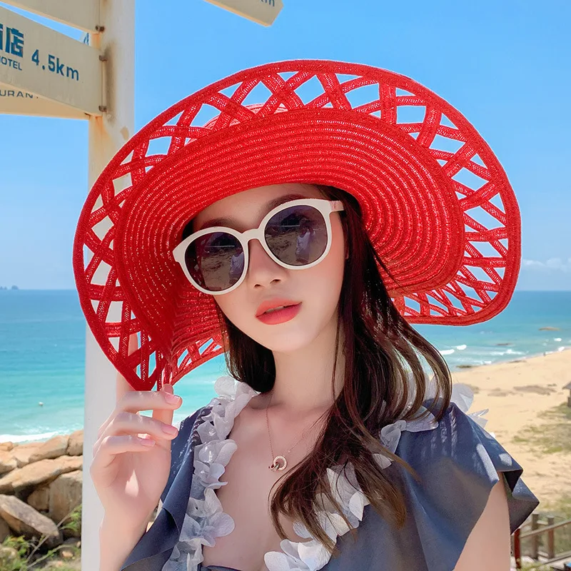

Y242 Big Eaves Sun Hat For Vacation Beach Sunscreen Travel on The In Summer