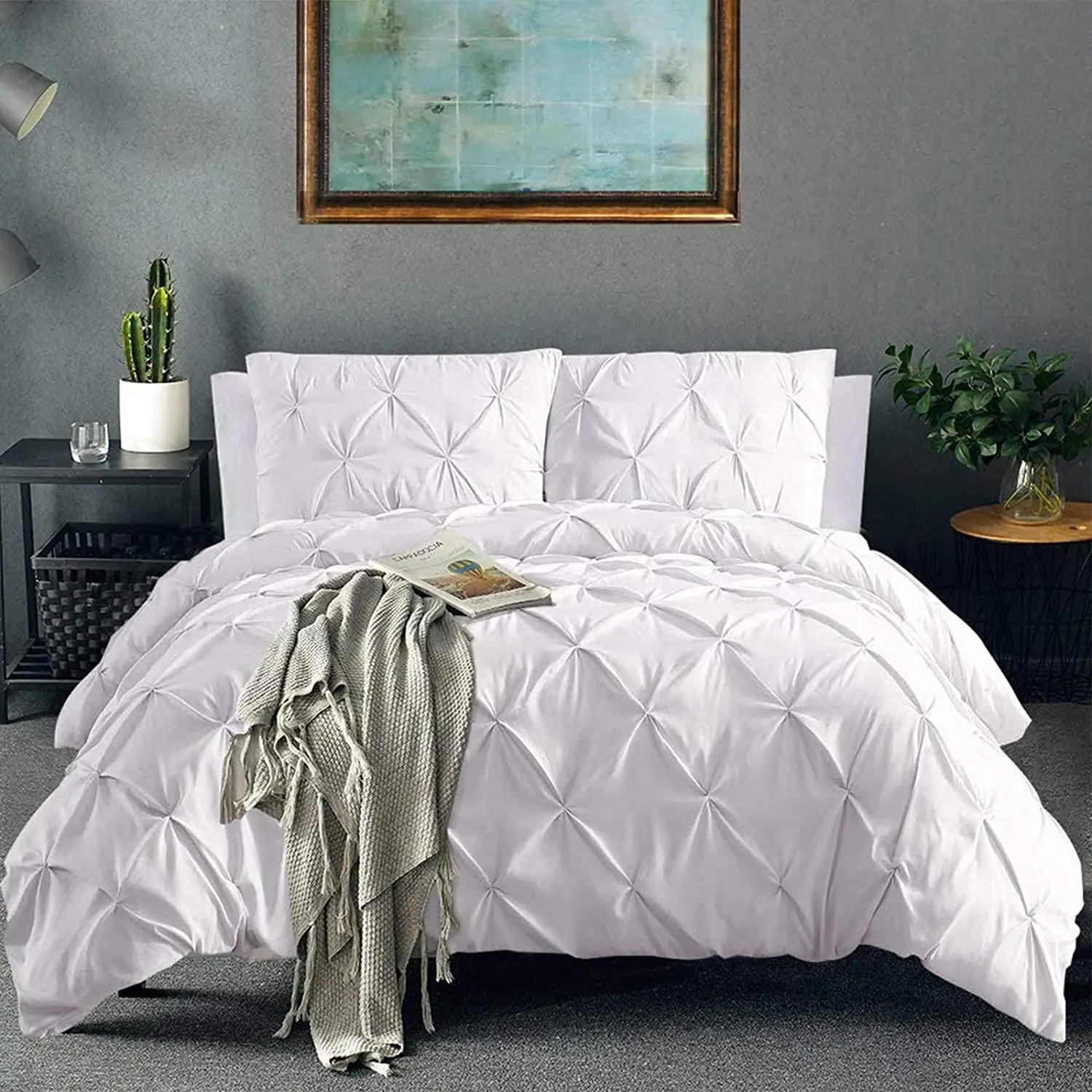 

White Duvet Cover Set Pinch Pleat 2/3pcs Twin/Queen/King Size Bedclothes Bedding Sets Luxury Home Hotel Use(no filling no sheet)
