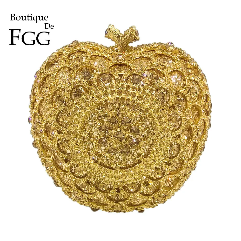Женский клатч с кристаллами Boutique De FGG вечерние сумки в форме яблока 3D рисунком