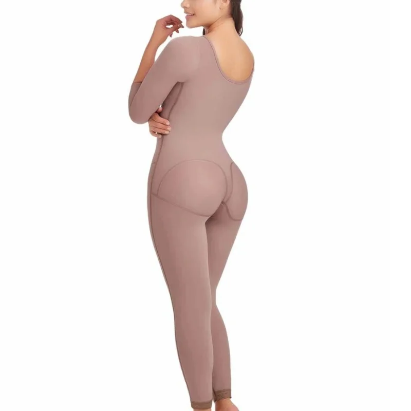 Woman Long Sleeves Full Body Shaperwear Weight Loss Postpartum Shaper Post Liposuction Bodysuit Side Zipper