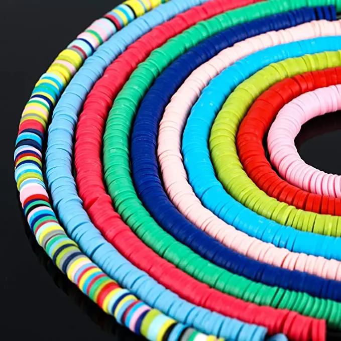 Плоские круглые бусины STENYA 6 мм из полимерной глины диск с кристаллами виниловые