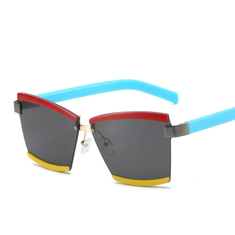 Модные мужские солнцезащитные очки без оправы синие красные для женщин