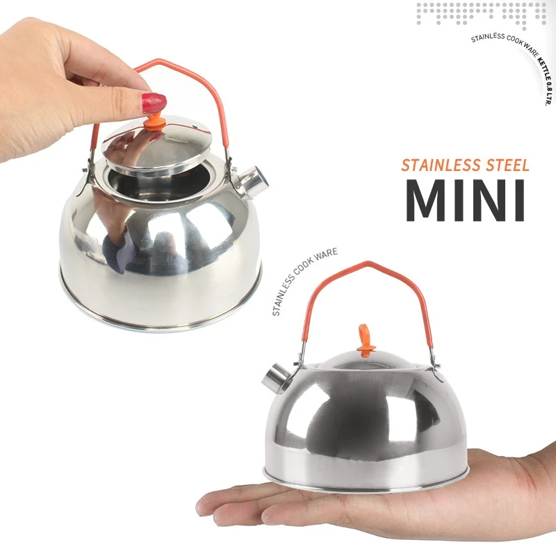 

0.6L Stainless Steel Water Kettle Outdoor Mini Boil Water Coffee Pot Portable Travel Camping Hiking Kitchenware Teapot Canteen