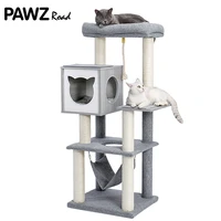 fast delivery pet cat tree house tower condo with hammock solid wood cat scratching cat hole scratcher post pads for cats kitten