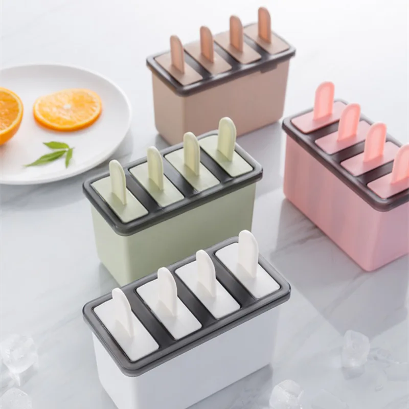 

4 Cells Round Shape Summer Accessories Kitchen Tools Food Grade Lolly Mould DIY Ice Cream Maker Popsicle Molds Dessert Molds