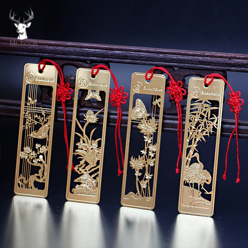 Творческие золотые Пустые Цветочные закладки винтажный китайский стиль слива