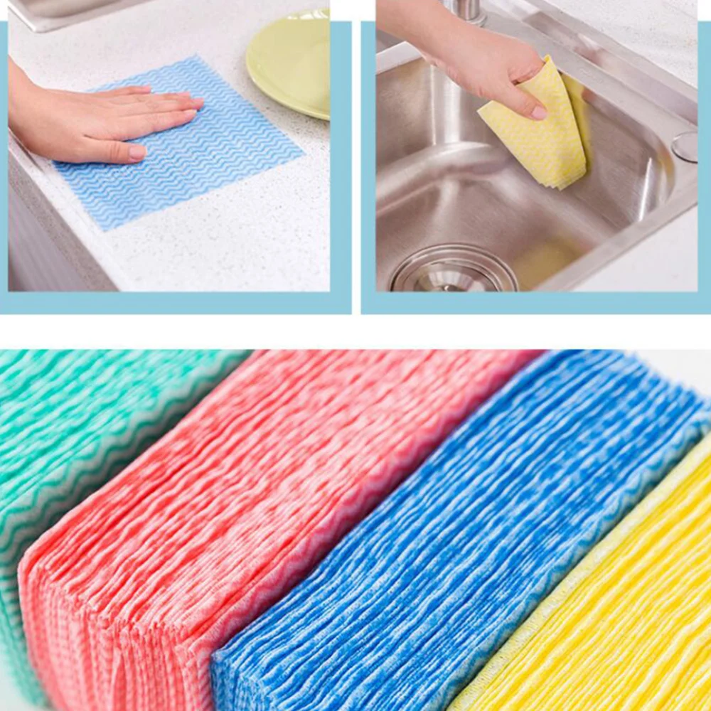 

2 Bags of Disposable Non-woven Fabrics Dishcloth Kitchen Cleaning Dishcloth for Home Store (80Pcs/Bag, Yellow)