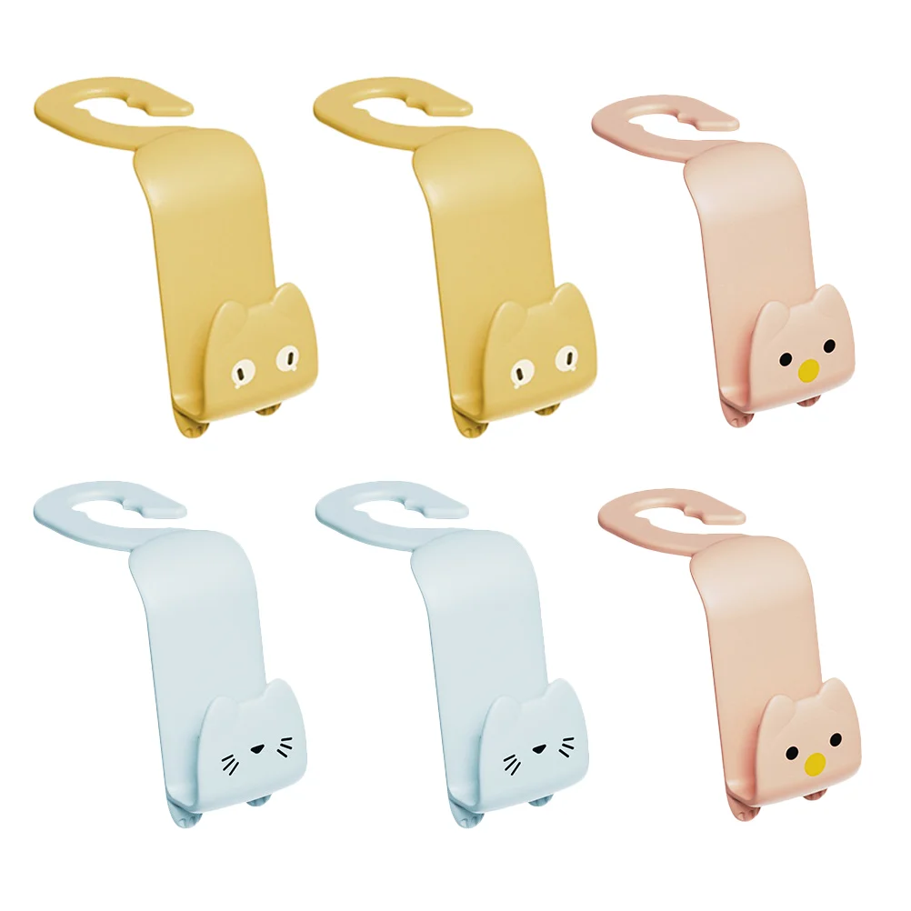 

6pcs Useful Car Back Seat Hooks Cartoon Car Back Hooks Organizer Car Accessories