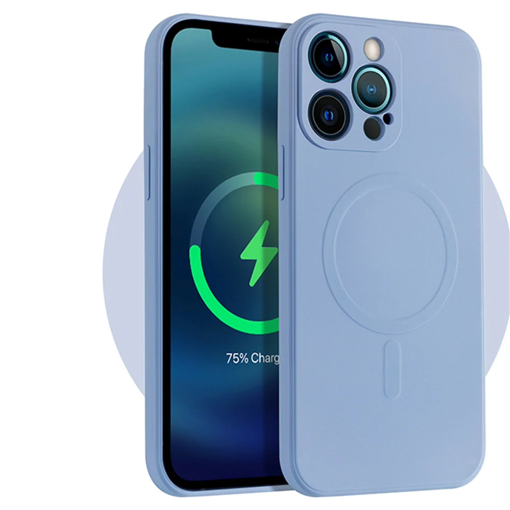 

Magsafing Case Wireless Charging Cover For iPhone 13 12 Pro Max Liquid Silicone Magnetic Shockproof Coque