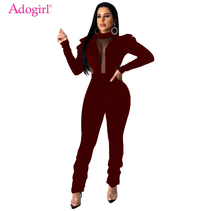 Adogirl/бархатный комбинезон с прозрачной сеткой в стиле пэчворк сезон осень зима